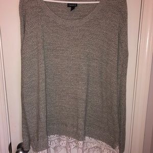 torrid Sweaters - Grey sweater with lace detail torrid Sweaters - Grey sweater with lace detail